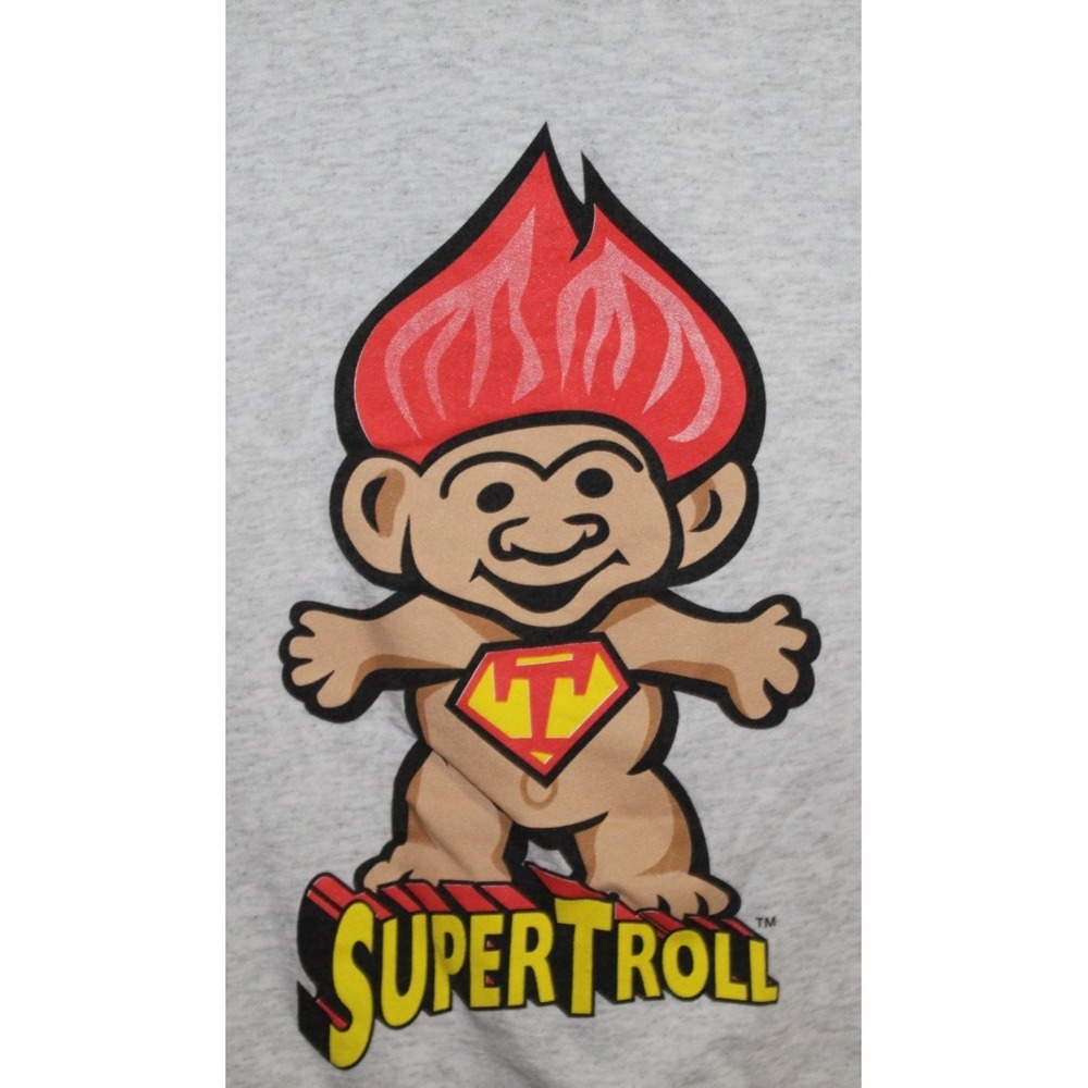 Anvil Super Troll Graphic T-Shirt Mens XL Gray Good Novelty Troll Doll Shirt